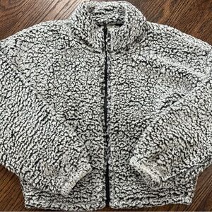 Express Black and White Sherpa Bomber Jacket